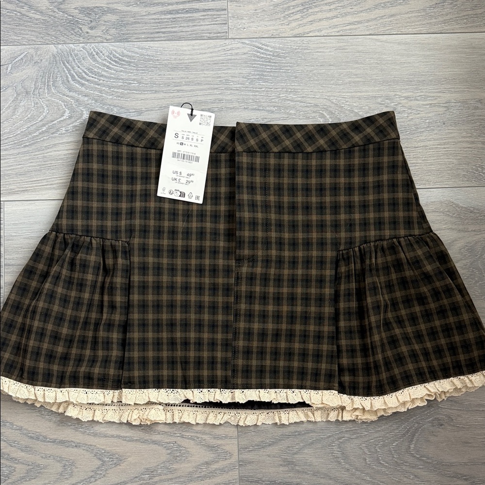 zara nwt plaid skirt